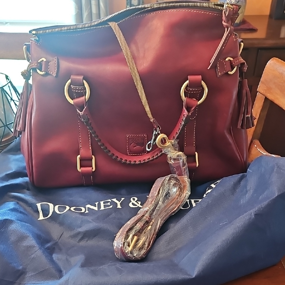 Dooney & Bourke Maroon Leather Satchel - Picture 4 of 17